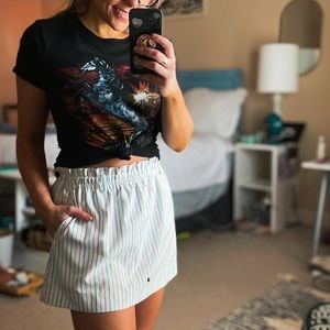 Vintage preppy striped skirt with pockets.
